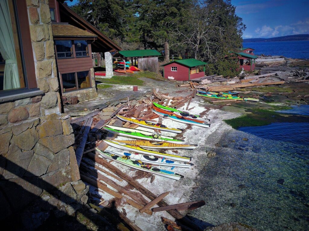 View of the kayak launch area at Yellow Point Lodge. 