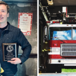 Marcus Jardim, celebrated before heading to Prince Rupert to continue firefighting.