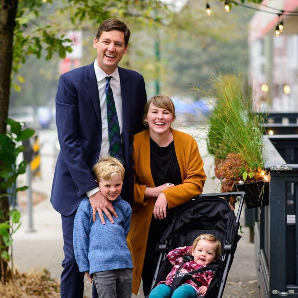 David Eby with his wife Cailey and two children.