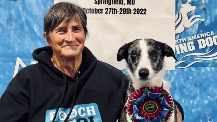 Hawkeye with owner and handler Kim Lepoidevin.
