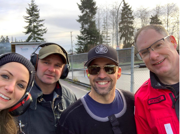 From left to right are Dispatcher Bonnie Logan, Fire & Life Safety Educator Shawn Hall, Fire Dispatcher Mark Myles, and Training Officer Mark McKenzie.