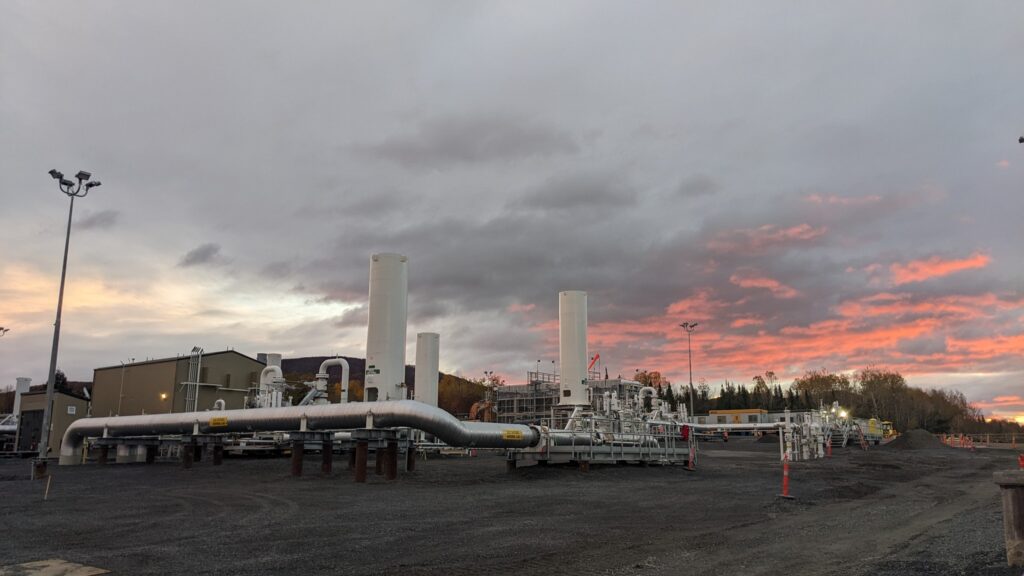 Sunrise at the nearly completed Bromont Compressor Station.