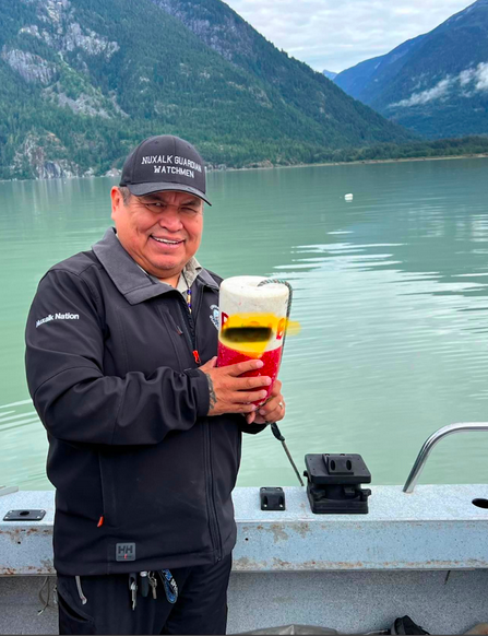 Roger Harris out on a boat. 