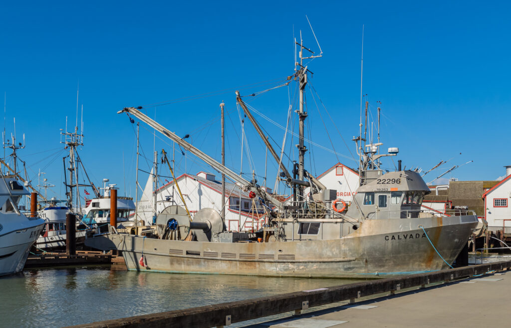 Fishermen Boats moored at Port in Richmond B.C. 