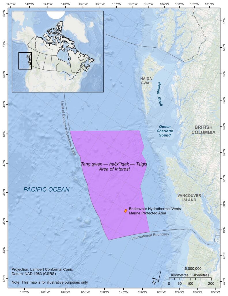 Map: Tang.ɢwan — ḥačxwiqak — Tsig̱is Area of Interest.