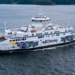The Salish Heron is the newest ferry in the BC Ferries fleet. The artwork on the sides is by Coast Salish artist Maynard Johnny Jr. This vessel is part of the Salish class fleet, which honours the Coast Salish people as the traditional stewards and original mariners of the Salish Sea. With a capacity for 138 vehicles and 600 passengers/crew, the Salish Heron boasts a quiet operation and smooth sailing experience for passengers while being environmentally friendly with its low hydrodynamic resistance and small wake.