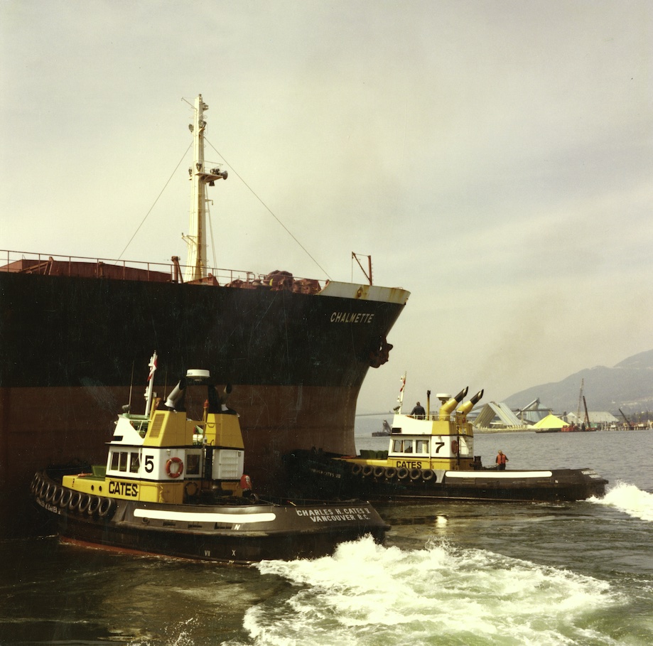 Robert Allan’s partnership with Cates Towing in the Port of Vancouver became the testing ground for dramatic innovations in tug design that were the basis for the company’s explosive growth in global markets in the 1980s and 1990s. Image Credit: Murray McLellan, Vancouver Maritime Museum, VMM55.01.01N2.10