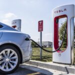 An electric car being charged