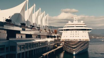 A cruise ship on the water.