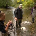 Katie Gair, Allan Chamberlain, and Jane Pendray at the Tsolum River
