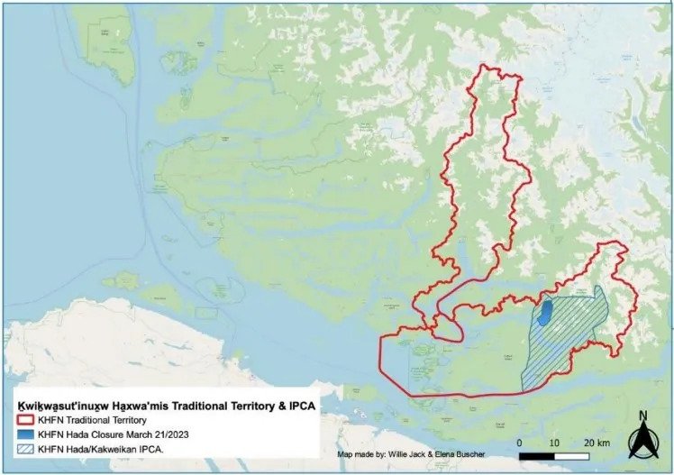 A map showing the protected area of the Kwikwasuti’nuxw Haxwa’mis First Nation.